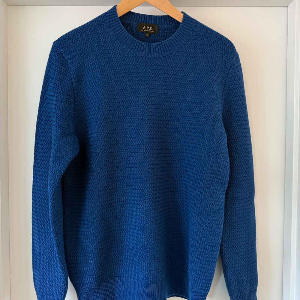 A.P.C. Men's Vibrant Blue Crewneck Sweater